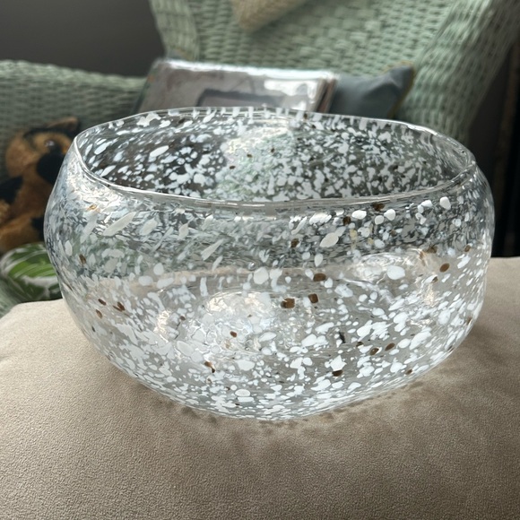 Large Vintage Handblown Speckled Art Glass Bowl - Picture 4 of 11